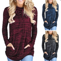 Fashion Long Sleeve Heaps Collar T-shirt 