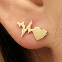 Simple Style Electrocardiogram Shaped Alloy Stud Earrings