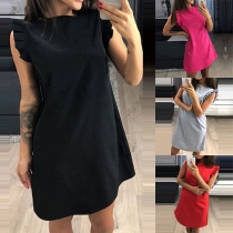 Simple Style Sleeveless Round Neck Solid Color Dress