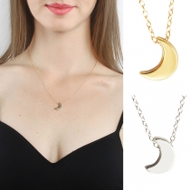 Simple Style Crescent Pendant Necklace