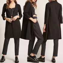 Fashion Solid Color Long Sleeve Cardigan Coat 
