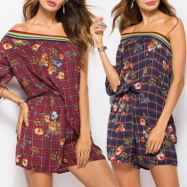 Bohemian Style One-shoulder Printed Romper