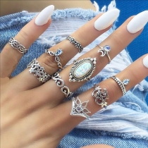 Retro Style Rhinestone Inlaid Alloy Ring Set 13 pcs/Set