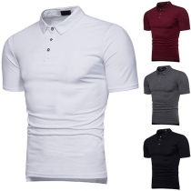 Fashion Solid Color Short Sleeve POLO Collar Men's T-shirt 