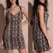 Sexy V-neck Leopard Print Sling Dress