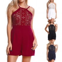 Sexy Lace Spliced High Waist Sling Romper