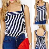 Sexy Backless Sling Striped Top 