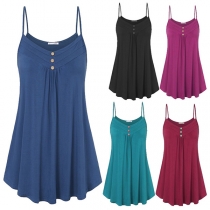 Sexy Backless V-neck Solid Color Sling Dress