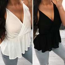 Sexy Backless V-neck Solid Color Cami Top 