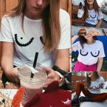 Cute Style Sequin Spliced Short Sleeve Round Neck T-shirt 