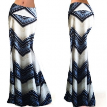Fashion High Waist Printed Maxi Skirt 