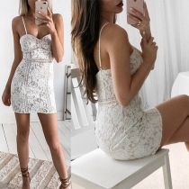 Sexy Backless High Waist Slim Fit Sling Lace Dress