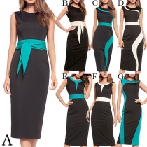 Elegant Style Sleeveless Round Neck High Waist Slim Fit Dress