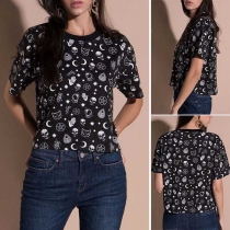 Fashion Short Sleeve Round Neck Printed T-shirt