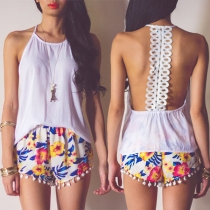 Sexy T-shaped Backless Solid Color Chiffon Cami Top 