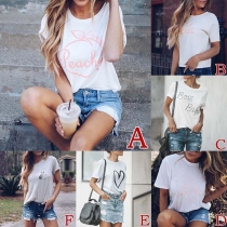 Simple Style Short Sleeve Round Neck Printed T-shirt