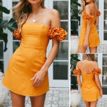 Sexy Off-shoulder Solid Color Slim Fit Dress