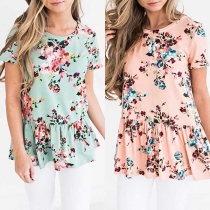 Fresh Style Short Sleeve Round Neck Printed Top 