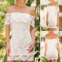 Sexy Off-shoulder Boat Slim Fit Lace Dress
