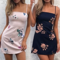 Sexy Backless SLim Fit Printed Sling Dress