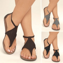 Fashion Solid Color Flat Heel Thong Sandals