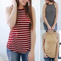  Fashion Slim Fit Sling Striped Top 