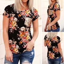 Fashion Short Sleeve Round Neck Printed T-shirt 