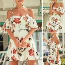 Sexy Off-shoulder High Waist Printed Sling Dress