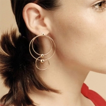 Simple Style Gold/Silver-tone O-shaped Earrings