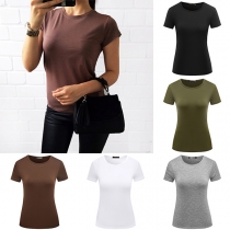 Simple Style Short Sleeve Round Neck Solid Color T-shirt