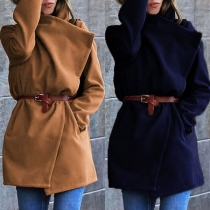 Fashion Solid Color Long Sleeve Lapel Coat