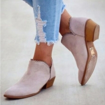 Fashion Thick Heel Pointed Toe Slip-on Ankle Boots
