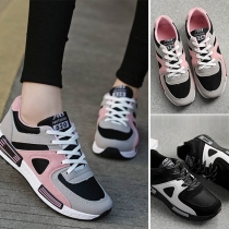 Sports Style Contrast Color Flat Heel Lace-up Sneakers