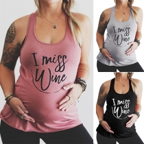 Fashion Letters Printed Maternity Tank Top