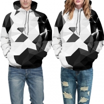 Fashion Long Sleeve Block Printed Couple Hoodie