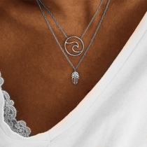 Fashion Palm Pendant Dual-layer Necklace