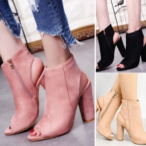 Fashion Thick High-heeled Peep Toe Hollow out Ankle Boots