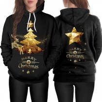 Fashion Elk Printed Long Sleeve Hoodie