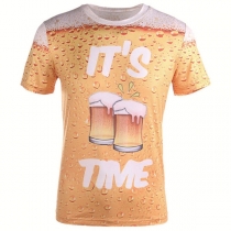 Chic Style Beer Printed Short Sleeve Round Neck T-shirt