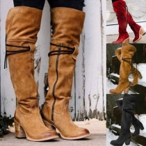 Fashion Thick High-heeled Round Toe Over-the-knee Boots 