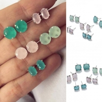 Fashion Colored Rhinestone Stud Earring Set 5 pair/Set 