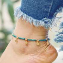 Bohemian Style Stars Pendant Beaded Anklet 
