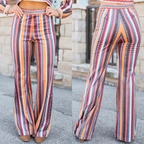 Fashion High Waist Striped Flared Pants 