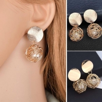 Retro Style Hollow Out Ball Shaped Imitation Pearl Ring