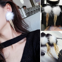 Fashion Tassel Pendant Hairball Shaped Earrings