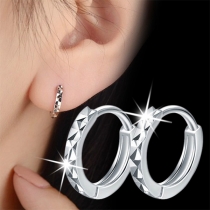 Simple Style Silver-tone O-shaped Stud Earrings