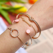 Fashion Rhinestone Inlaid Knotted Bracelet Set 4 pcs/Set