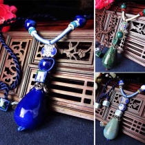 Ethnic Style Imitation Ceramic Pendant Sweater Necklace