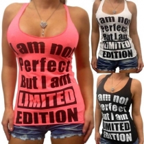 Fashion Letters Printed U-neck Tank Top