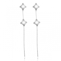 Fashion Imitation Pearl Inlaid Long Tassel Earrings